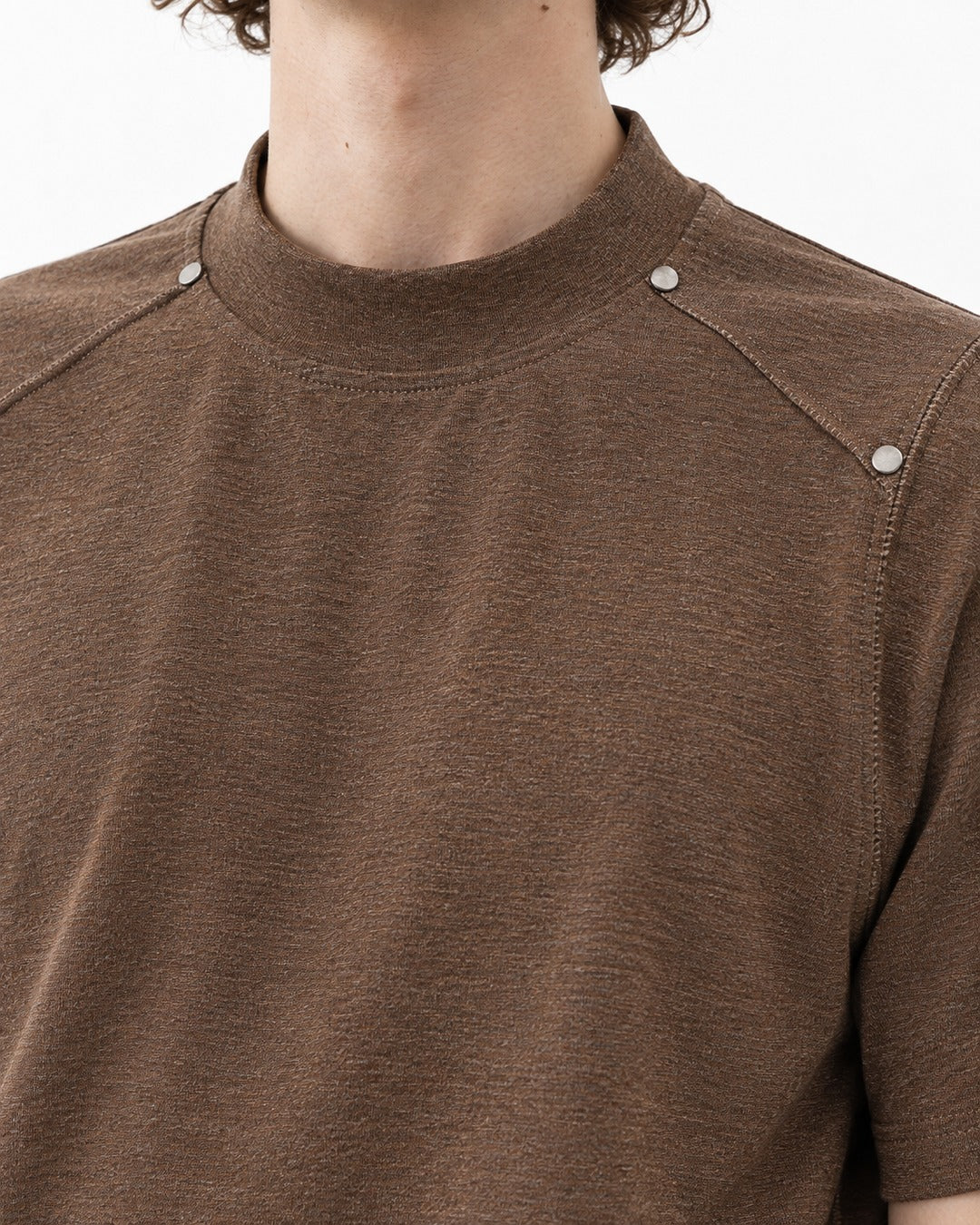 Mock-Neck Tee with Raglan Seam