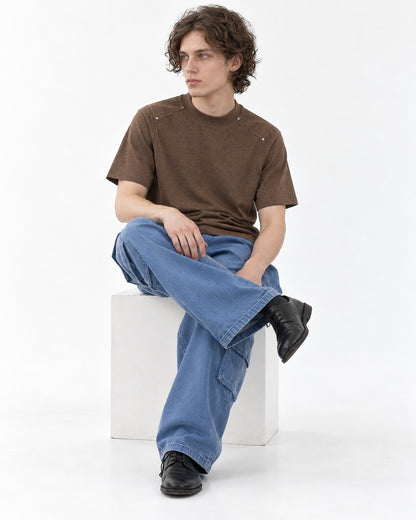 Mock-Neck Tee with Raglan Seam