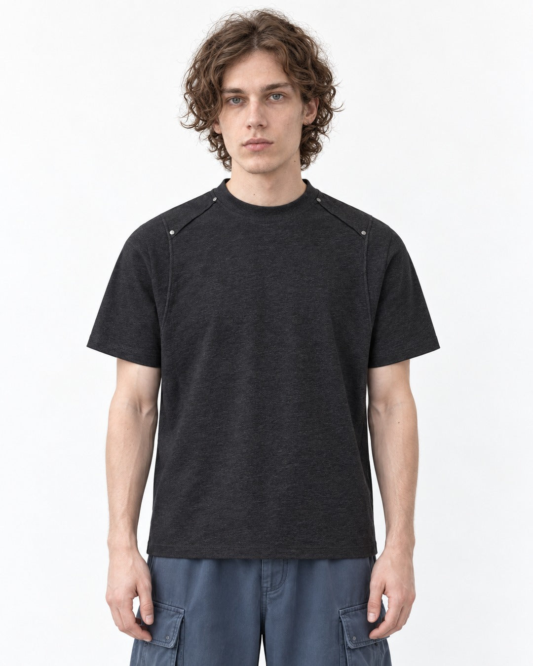 Mock-Neck Tee with Raglan Seam