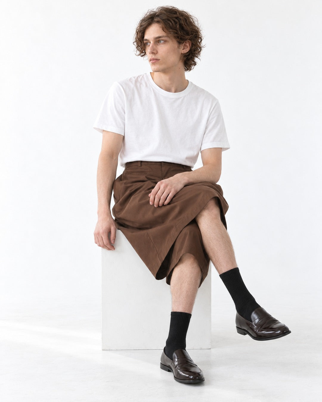 Pleated Wide-Leg Shorts