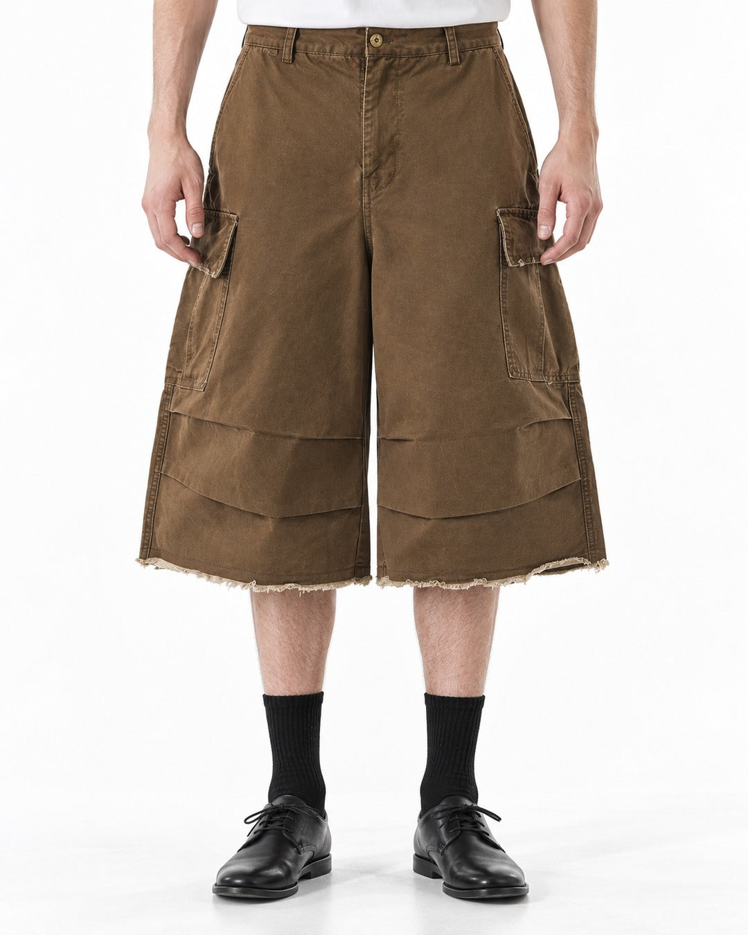Cargo Shorts with Frayed Hem