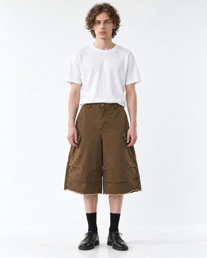 Cargo Shorts with Frayed Hem