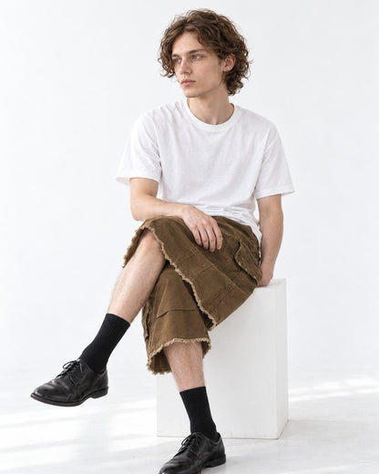 Cargo Shorts with Frayed Hem