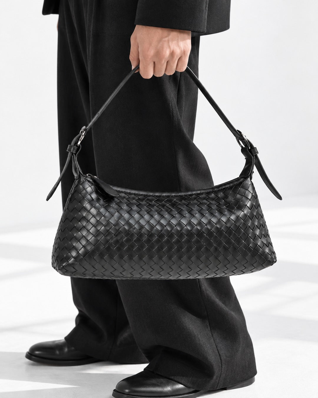 Woven Baguette Shoulder Bag