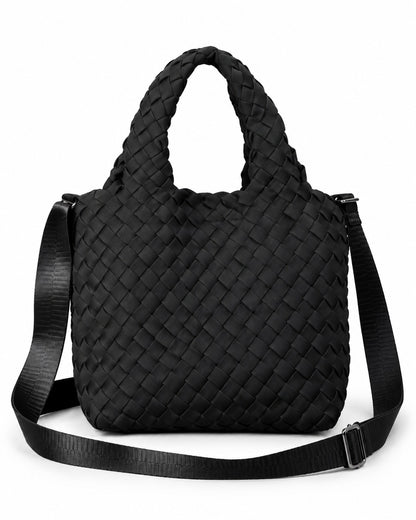 Woven Tote Bag with Crossbody Strap