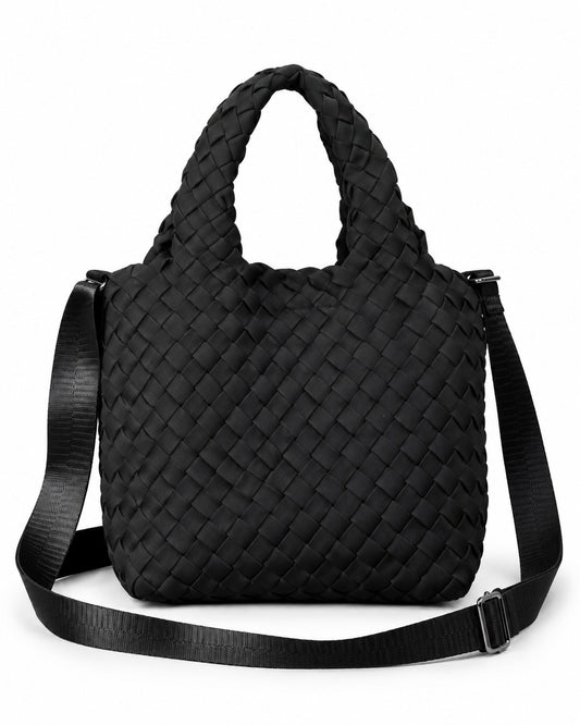 Woven Tote Bag with Crossbody Strap