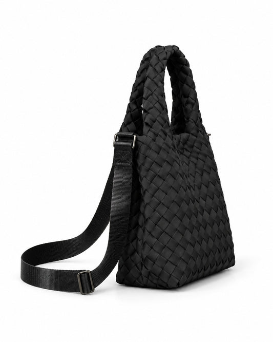 Woven Tote Bag with Crossbody Strap
