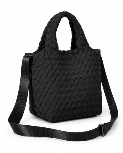 Woven Tote Bag with Crossbody Strap