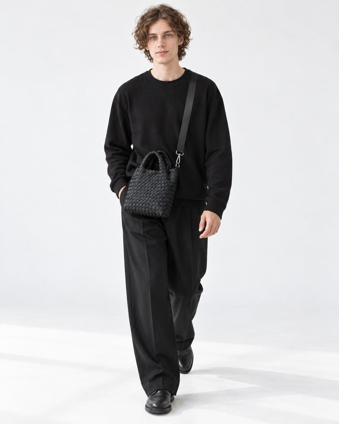 Woven Tote Bag with Crossbody Strap
