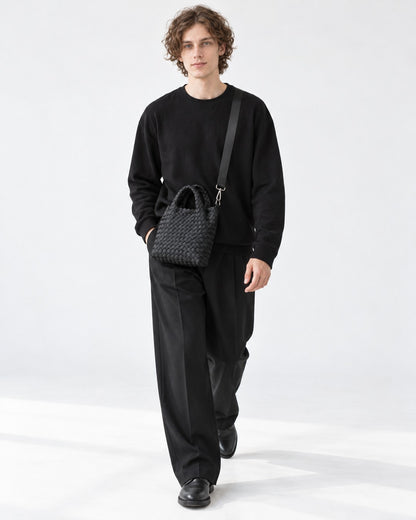 Woven Tote Bag with Crossbody Strap