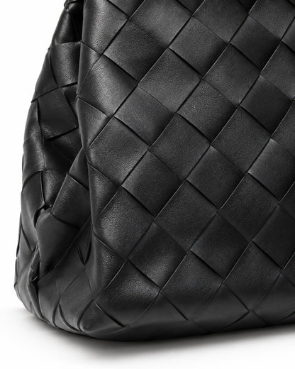 Woven Panel Double-Handle Tote Bag