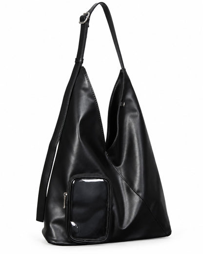 Triangular Hobo Tote with Clear Front Pouch
