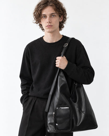 Triangular Hobo Tote with Clear Front Pouch