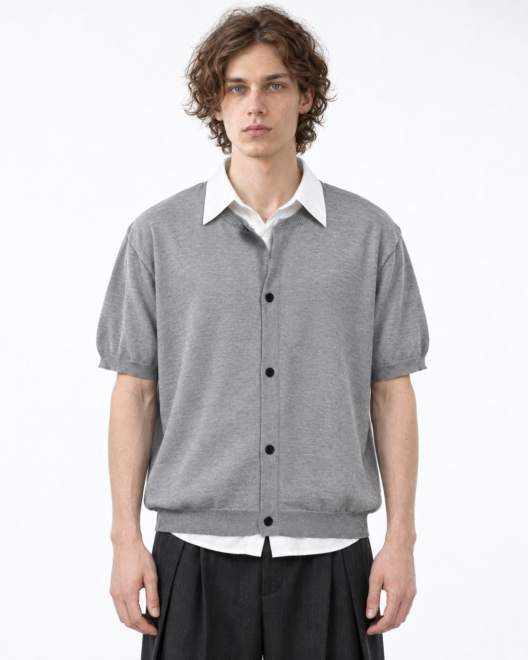 Layered-Look Knit Shirt