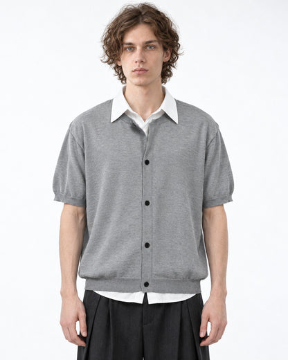 Layered-Look Knit Shirt