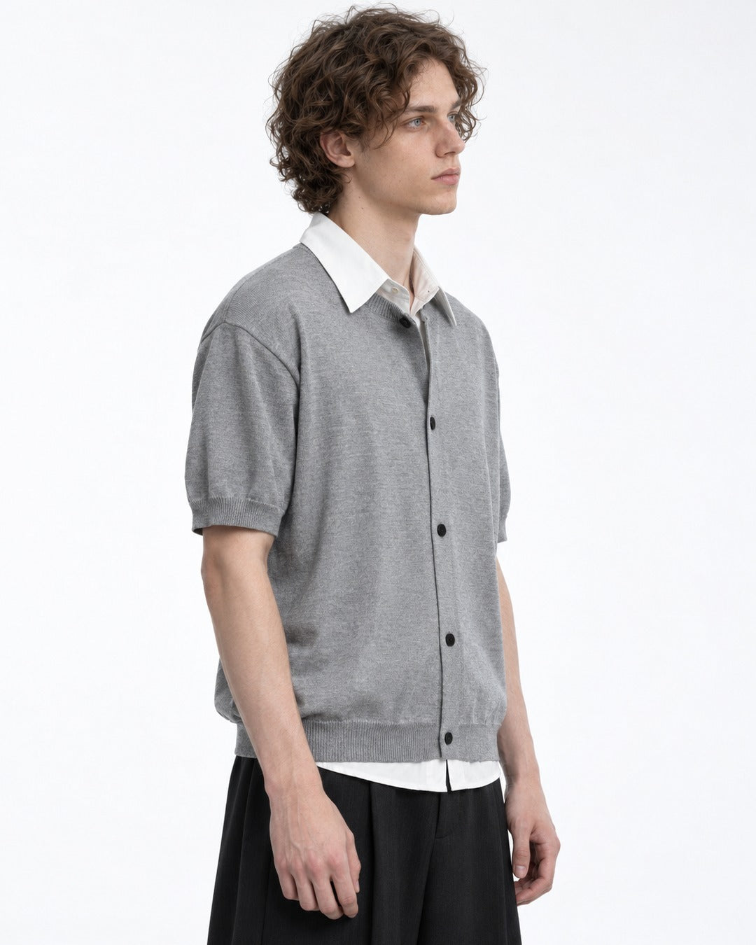 Layered-Look Knit Shirt