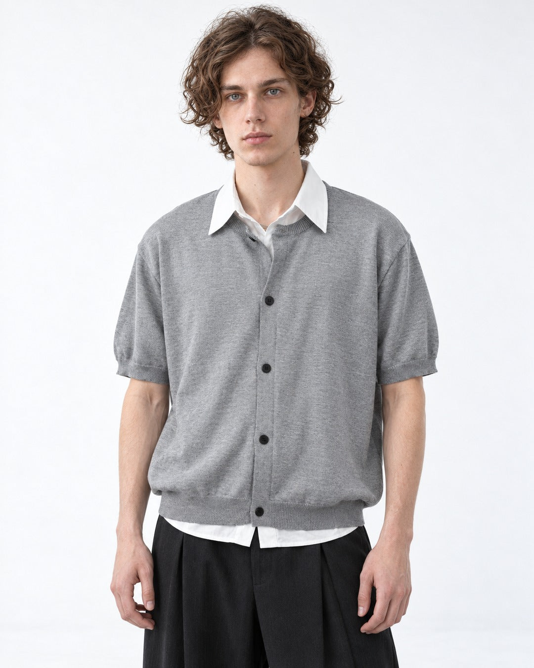 Layered-Look Knit Shirt