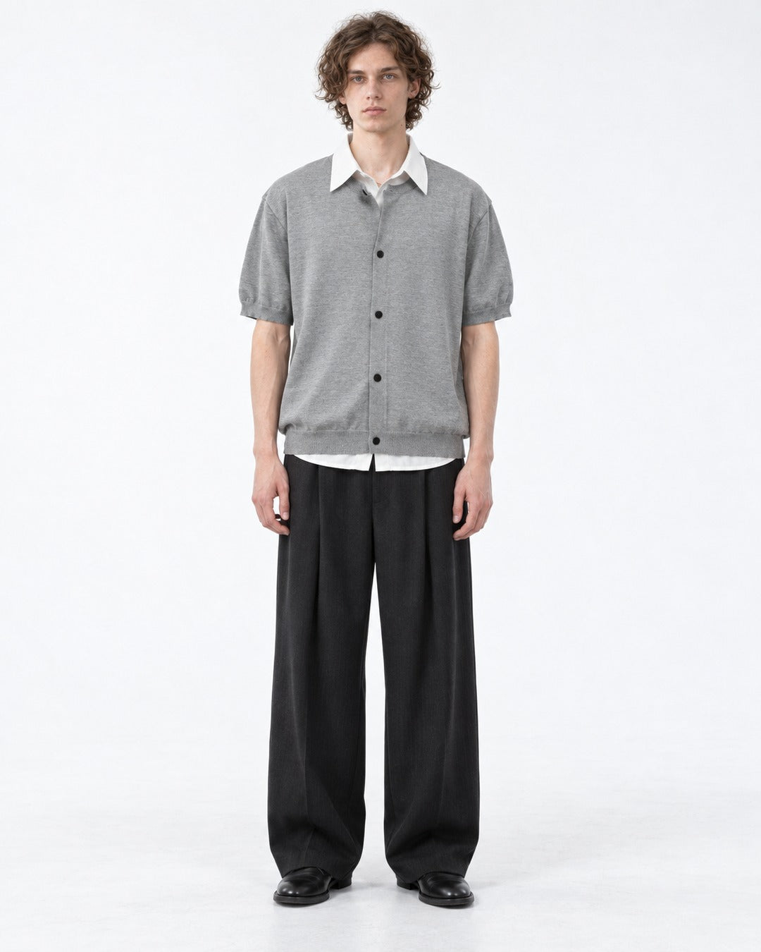Layered-Look Knit Shirt