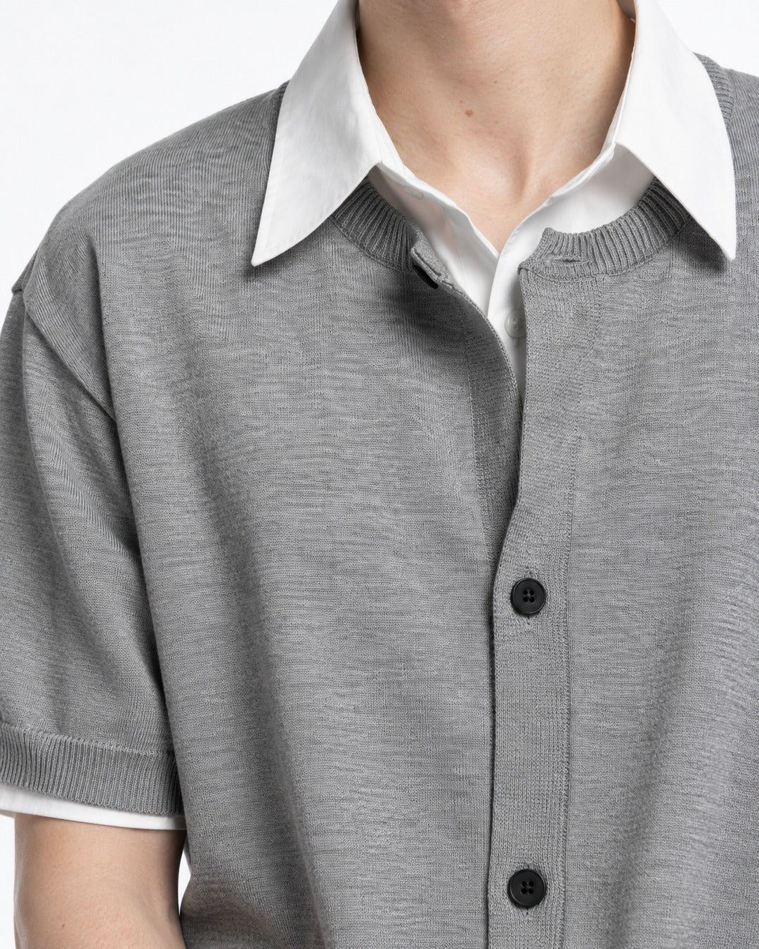 Layered-Look Knit Shirt