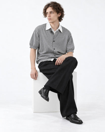Layered-Look Knit Shirt
