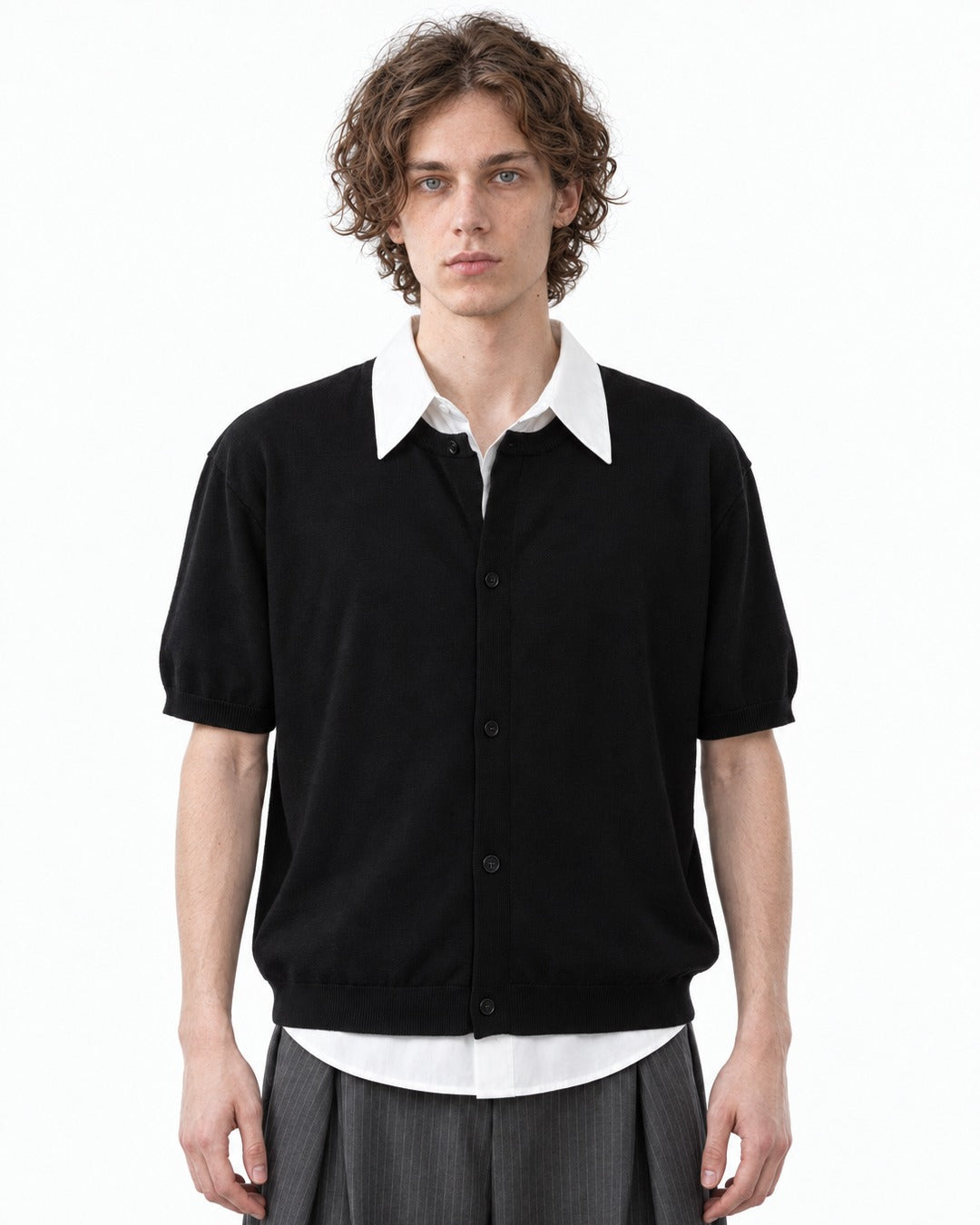 Layered-Look Knit Shirt