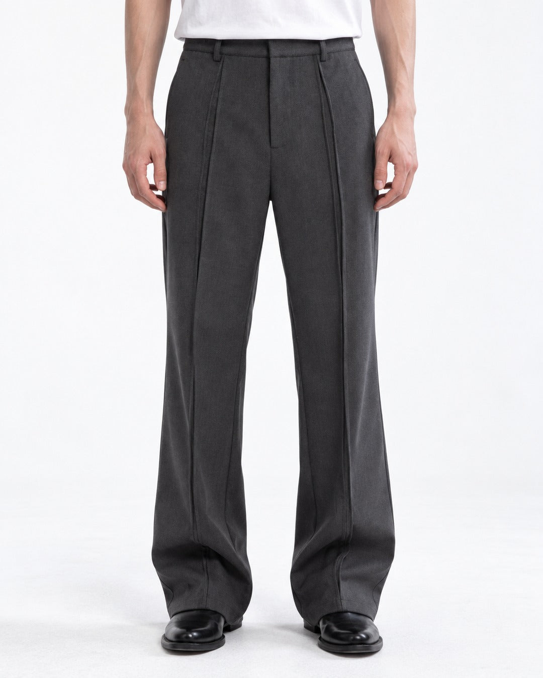 Curved Double-Seam Flare Trousers