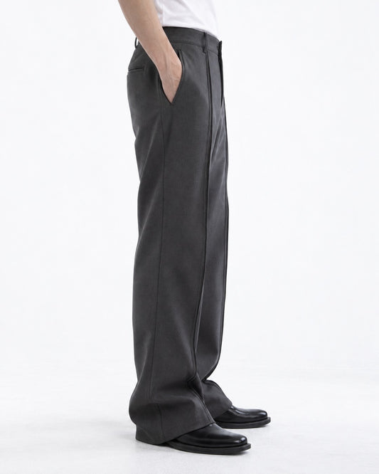 Curved Double-Seam Flare Trousers