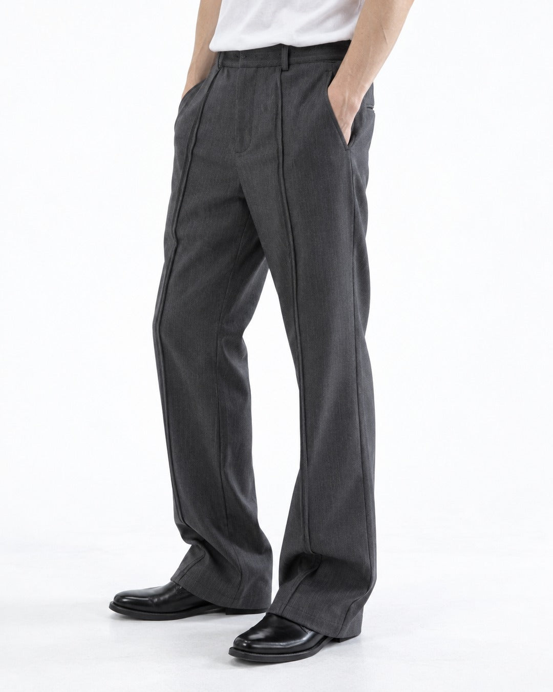 Curved Double-Seam Flare Trousers