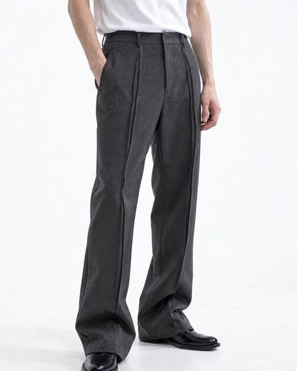 Curved Double-Seam Flare Trousers