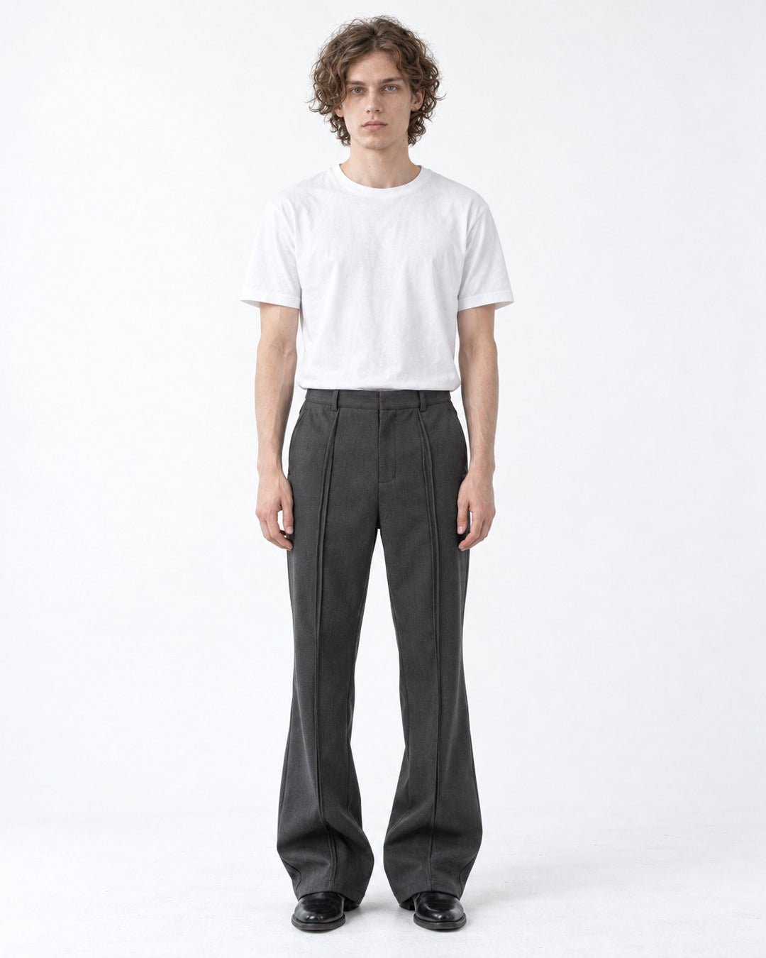 Curved Double-Seam Flare Trousers