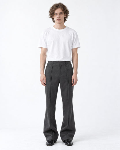 Curved Double-Seam Flare Trousers