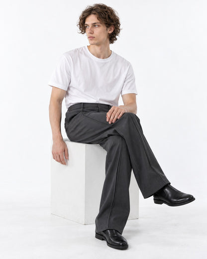 Curved Double-Seam Flare Trousers
