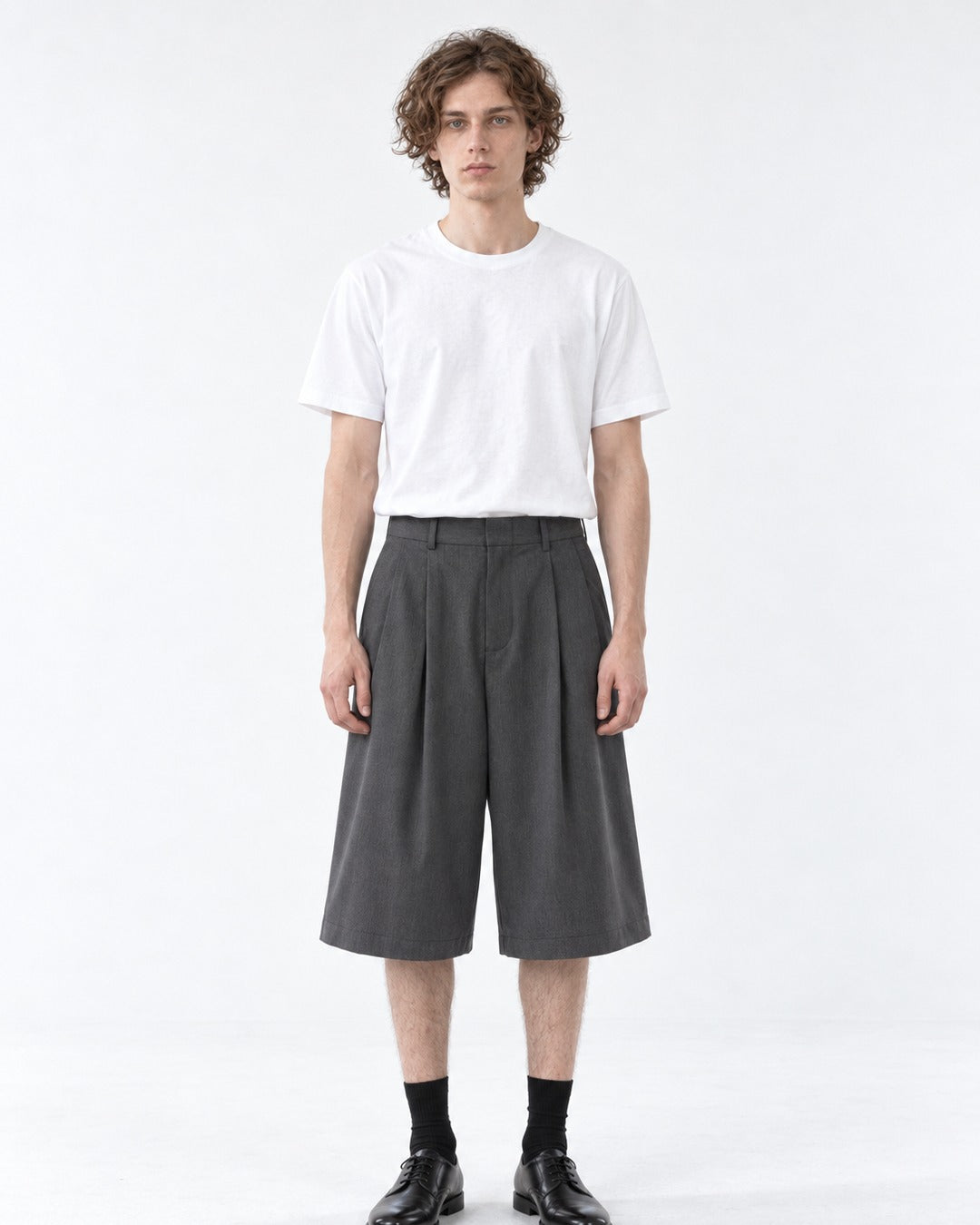 Pleated Wide-Leg Shorts
