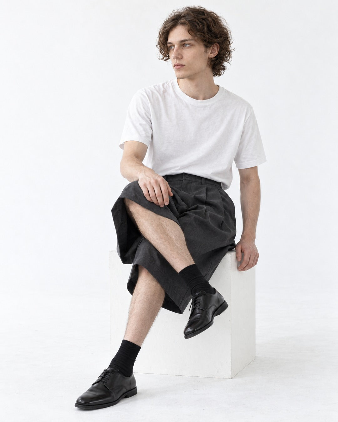 Pleated Wide-Leg Shorts