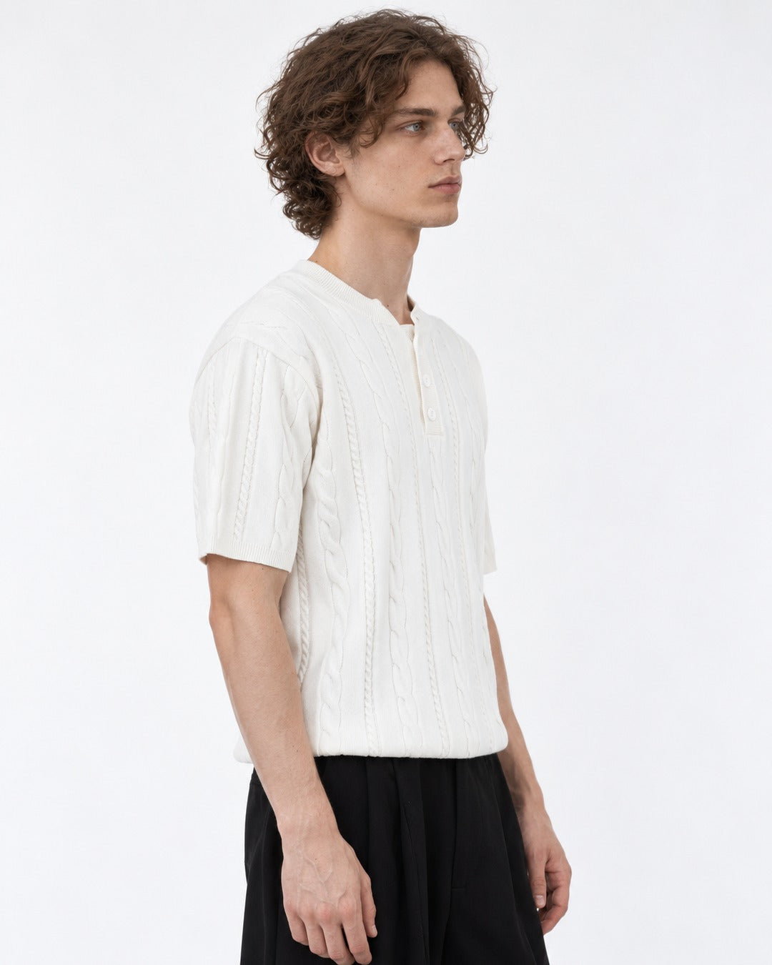 Cable-Knit Henley Top