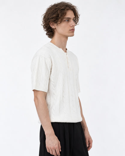 Cable-Knit Henley Top