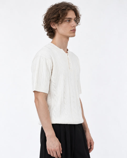 Cable-Knit Henley Top