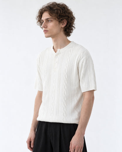 Cable-Knit Henley Top