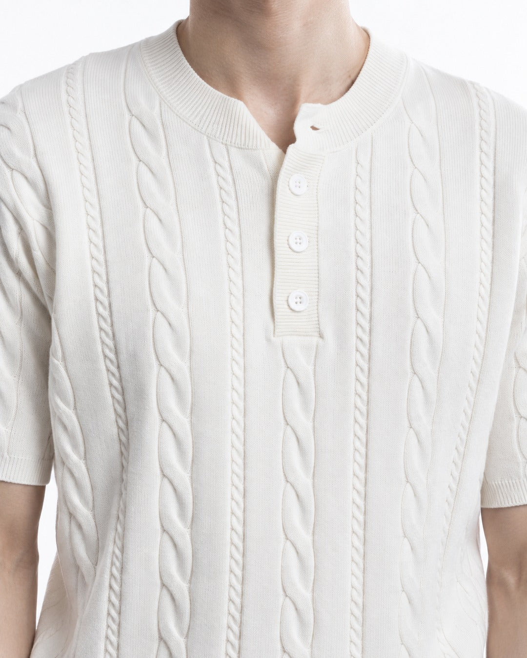 Cable-Knit Henley Top