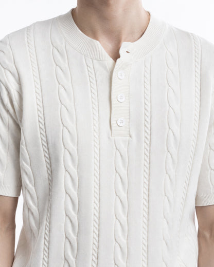 Cable-Knit Henley Top