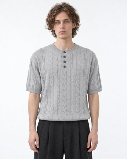 Cable-Knit Henley Top