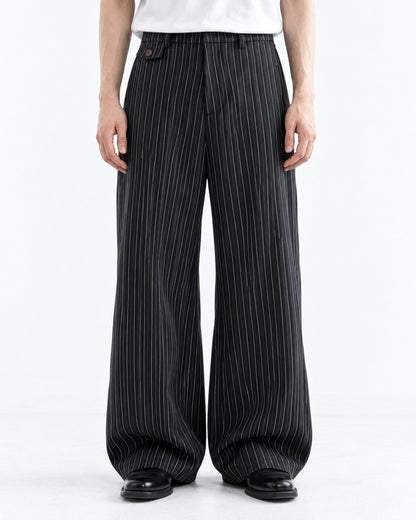 Pinstripe Wide-Leg Trousers