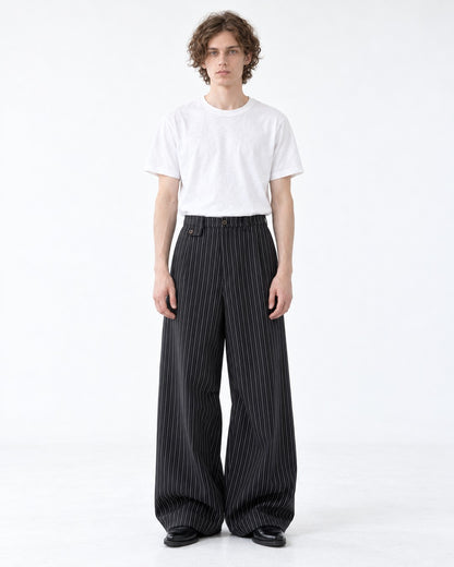 Pinstripe Wide-Leg Trousers