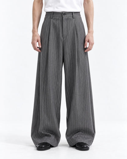 Pinstripe Wide-Leg Trousers