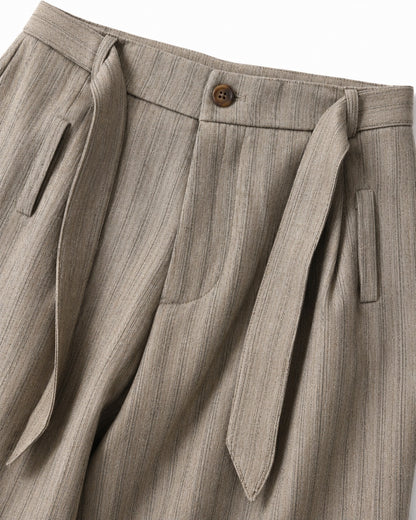 Tie Waist Patch Pocket Striped Trousers