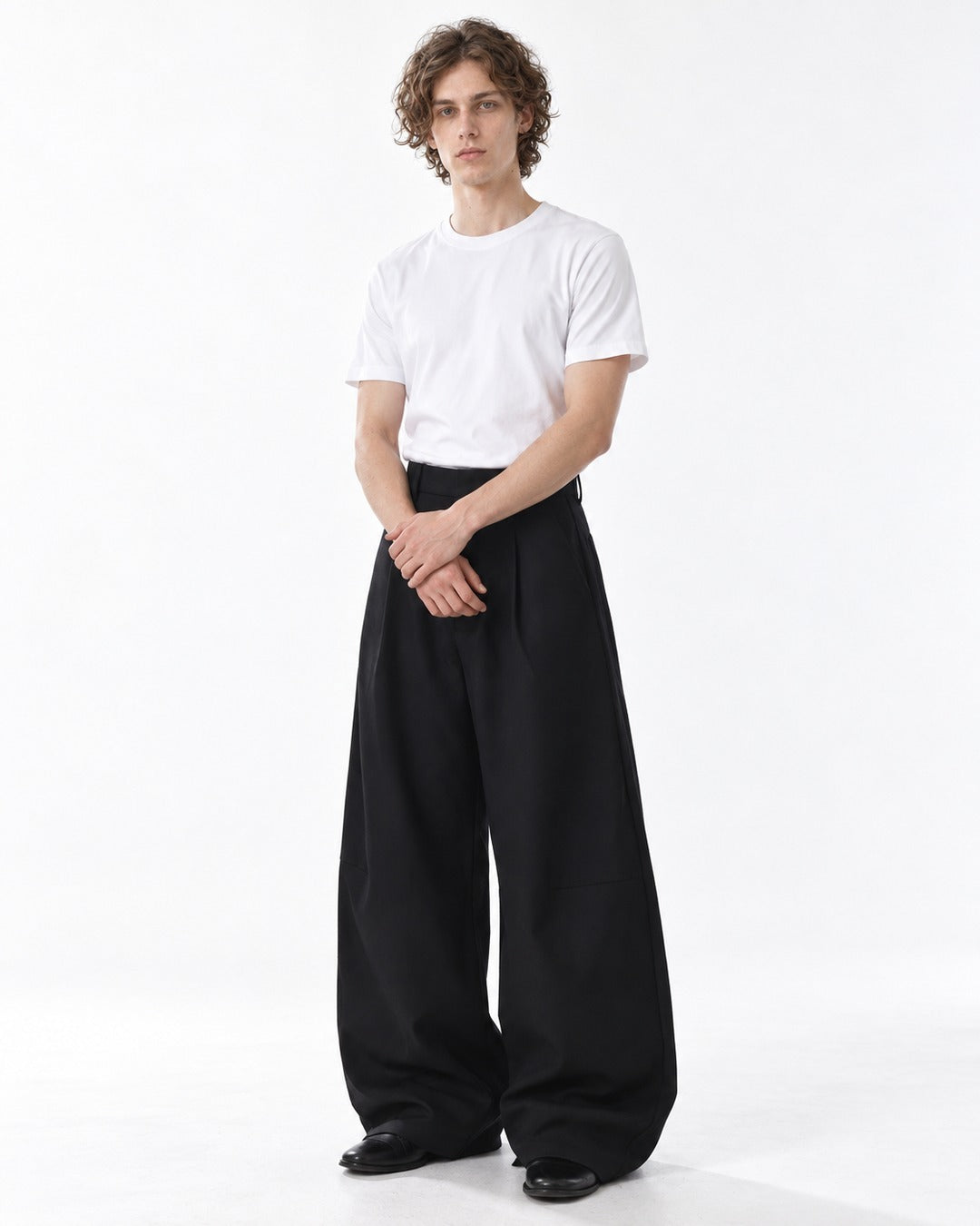 Diagonal Panel Balloon-Leg Trousers