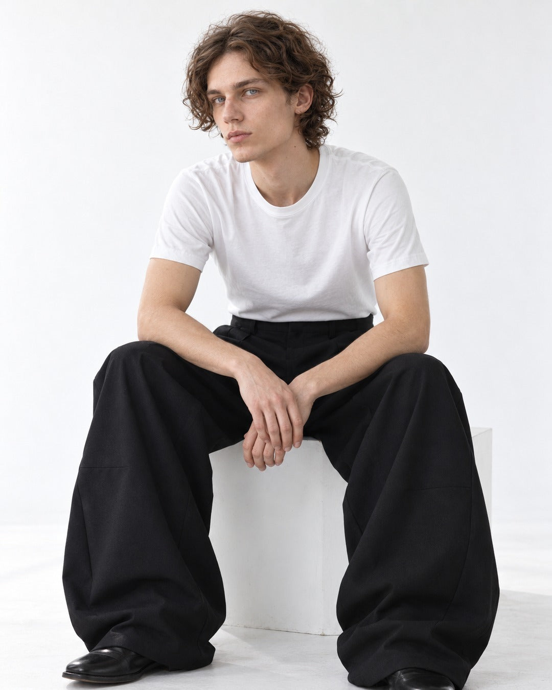 Diagonal Panel Balloon-Leg Trousers
