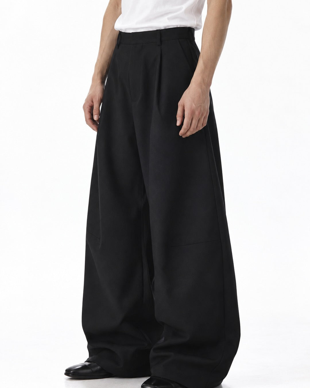 Diagonal Panel Balloon-Leg Trousers