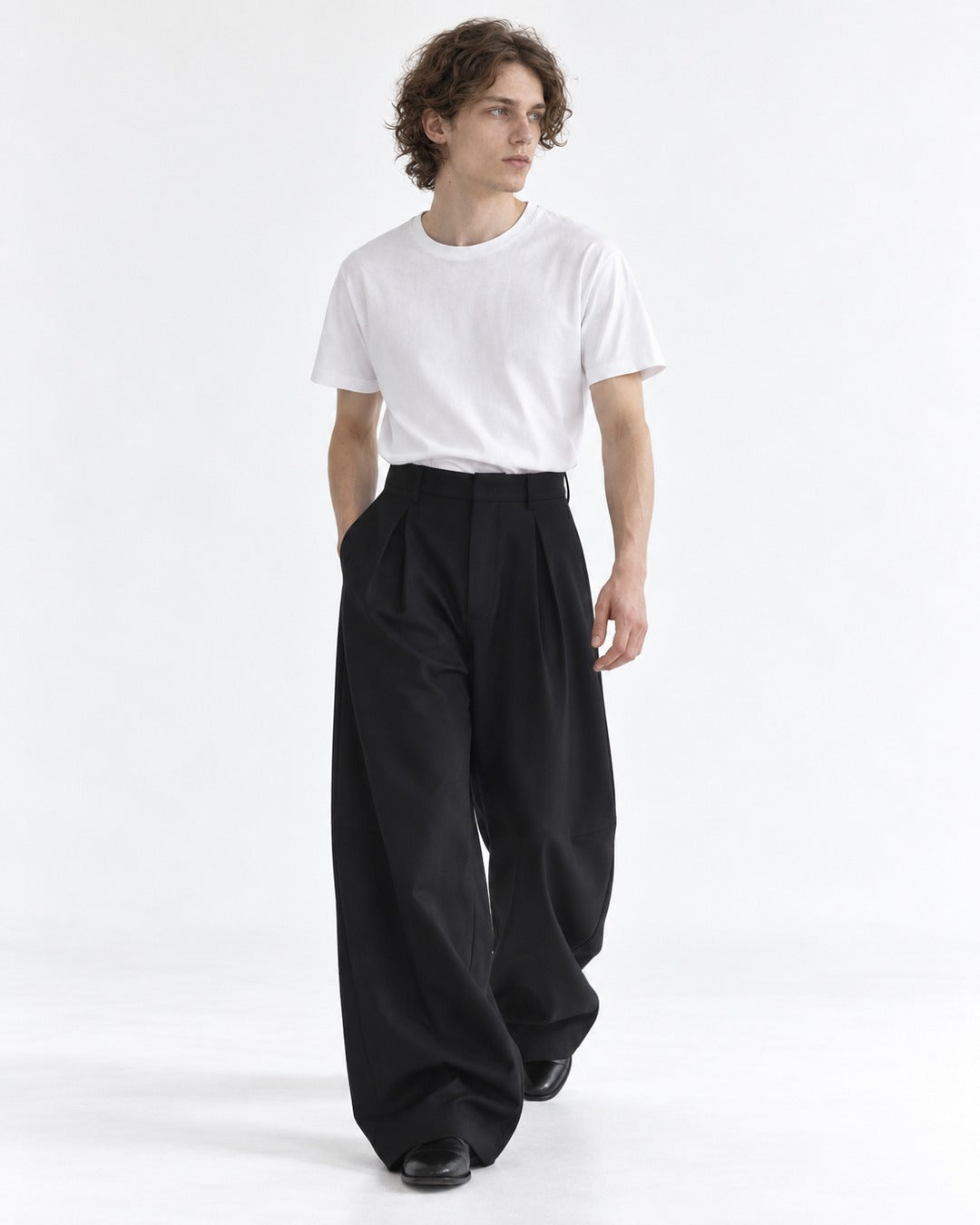 Diagonal Panel Balloon-Leg Trousers