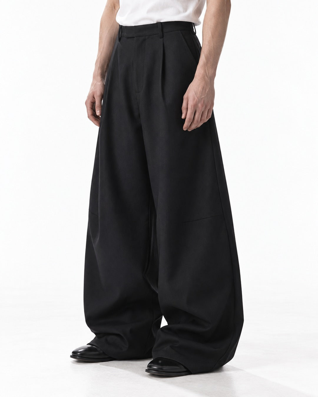 Diagonal Panel Balloon-Leg Trousers
